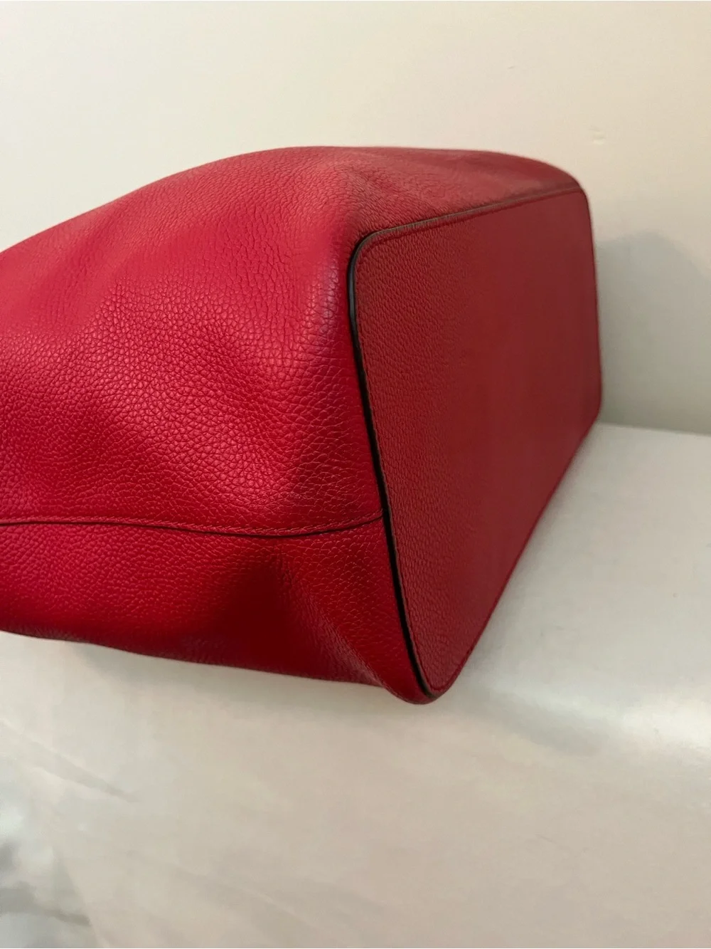Michael Kors Pebbled Red Leather Tote/Laptop Bag with Silver Hardware